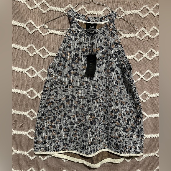 NWT Anthropologie W5 Cheetah Print Business Casual Dress Shirt Office Wear - Picture 1 of 6